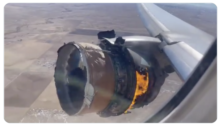 【動画】ユナイテッド航空のボーイング777型機が飛行中にエンジン爆発